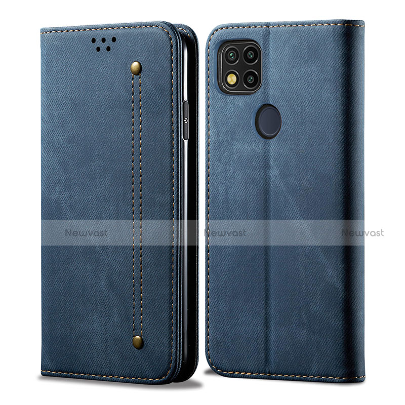 Cloth Case Stands Flip Cover for Xiaomi Redmi 9 India Blue