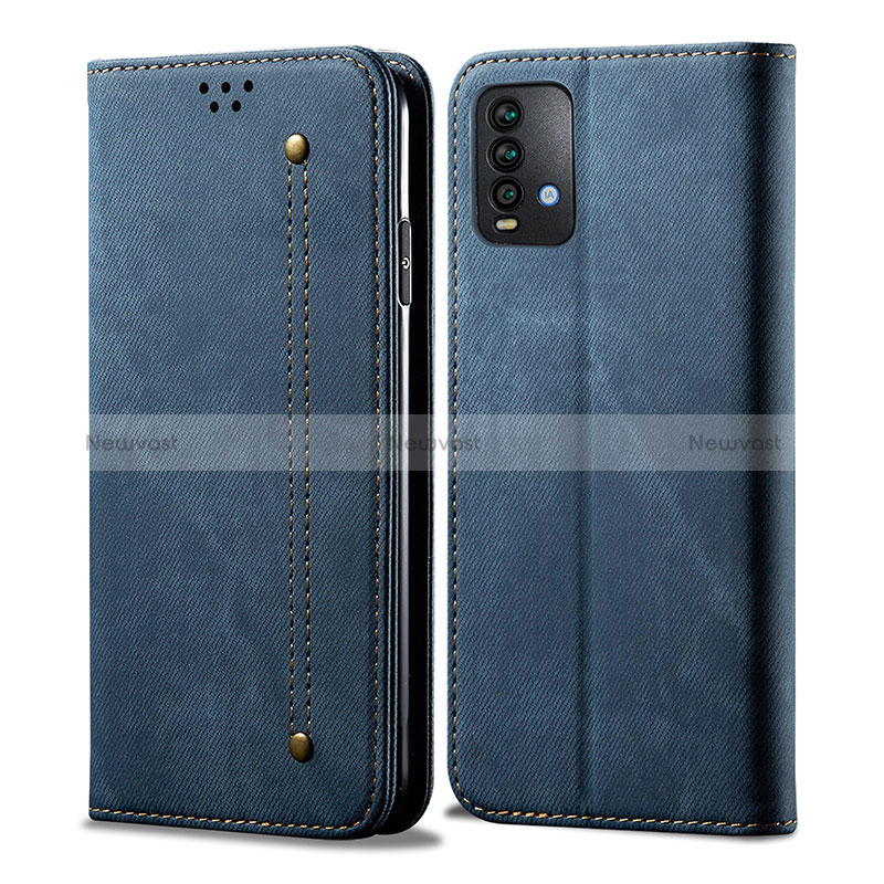 Cloth Case Stands Flip Cover for Xiaomi Redmi 9 Power Blue