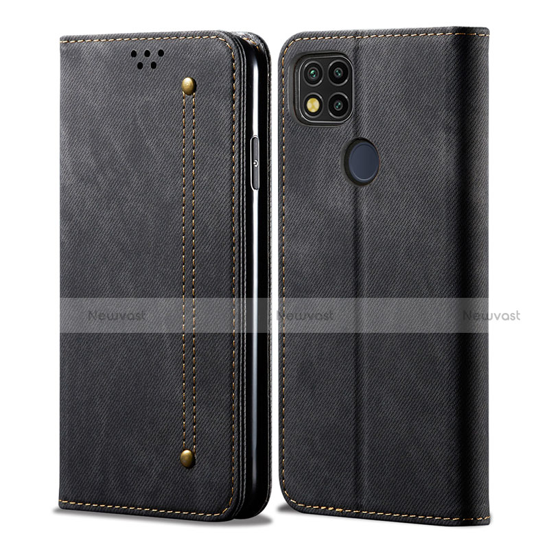 Cloth Case Stands Flip Cover for Xiaomi Redmi 9C NFC Black