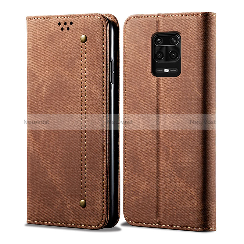 Cloth Case Stands Flip Cover for Xiaomi Redmi Note 10 Lite India Brown