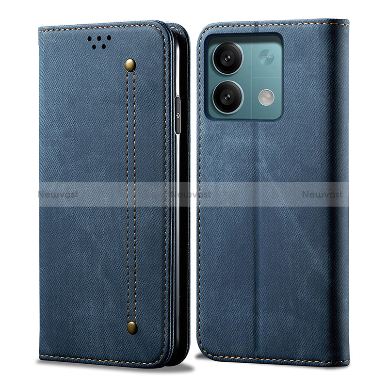 Cloth Case Stands Flip Cover for Xiaomi Redmi Note 13 Pro 5G Blue