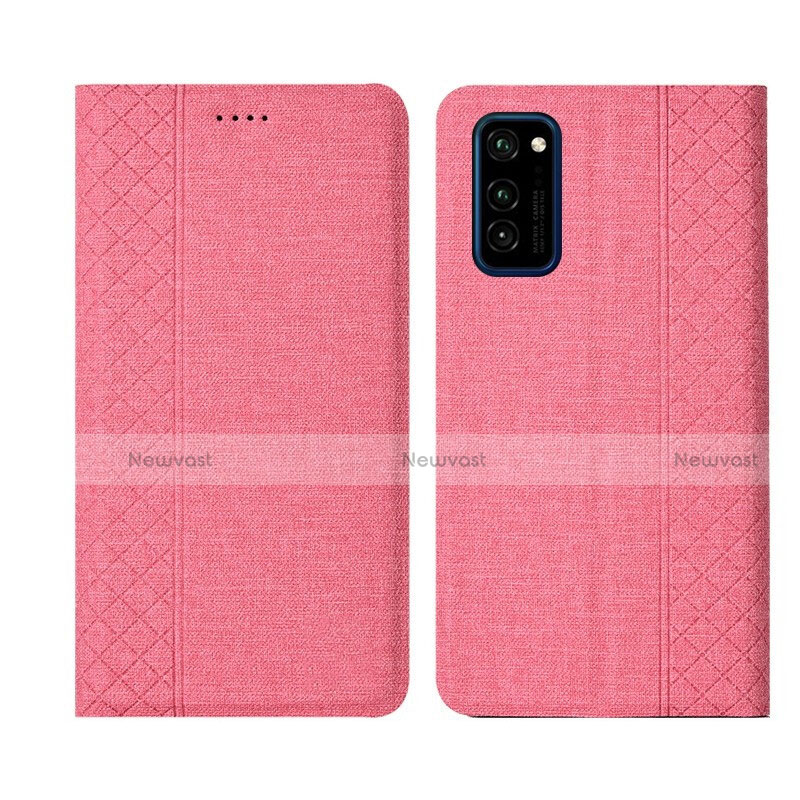 Cloth Case Stands Flip Cover H01 for Huawei Honor View 30 5G Pink