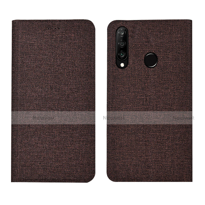 Cloth Case Stands Flip Cover H01 for Huawei Nova 4e Brown