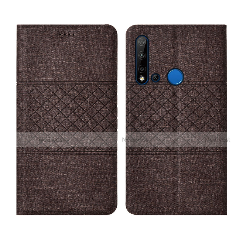 Cloth Case Stands Flip Cover H01 for Huawei Nova 5i Brown