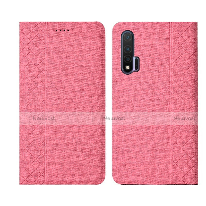 Cloth Case Stands Flip Cover H01 for Huawei Nova 6 Pink