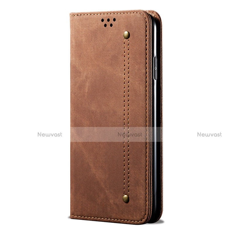 Cloth Case Stands Flip Cover H01 for Huawei Nova 7 SE 5G Brown