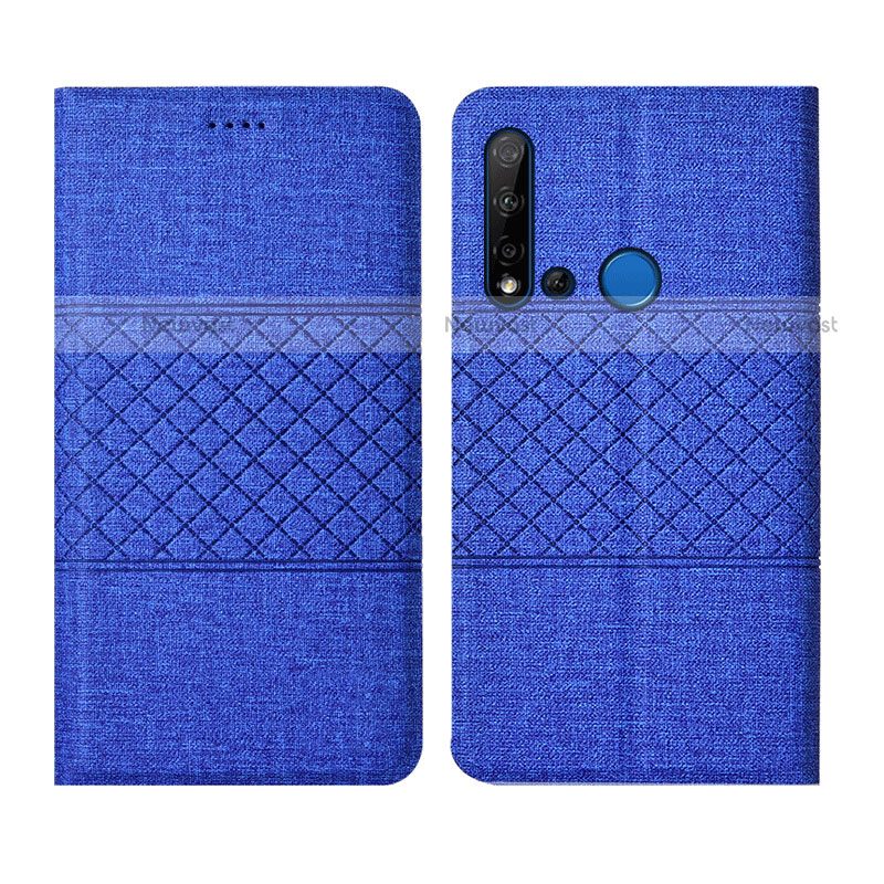 Cloth Case Stands Flip Cover H01 for Huawei P20 Lite (2019) Blue