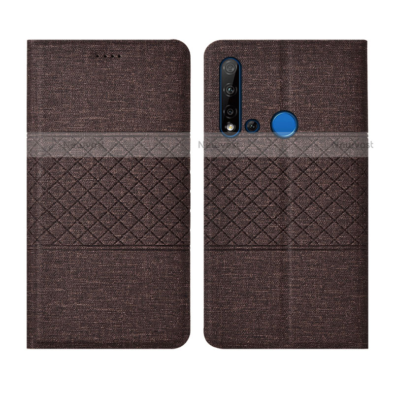 Cloth Case Stands Flip Cover H01 for Huawei P20 Lite (2019) Brown