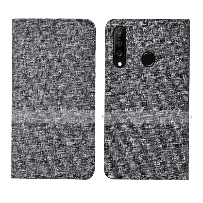 Cloth Case Stands Flip Cover H01 for Huawei P30 Lite XL Gray