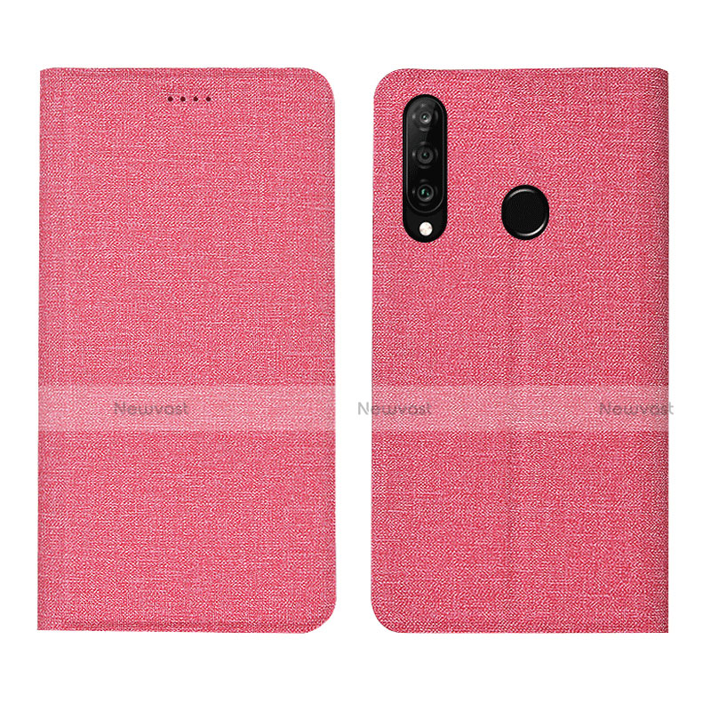 Cloth Case Stands Flip Cover H01 for Huawei P30 Lite XL Pink