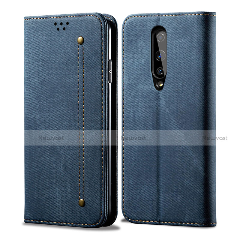 Cloth Case Stands Flip Cover H01 for OnePlus 8 Blue