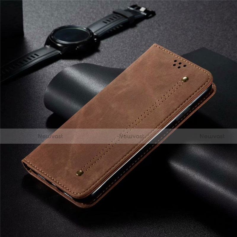 Cloth Case Stands Flip Cover H01 for Oppo Find X2 Brown