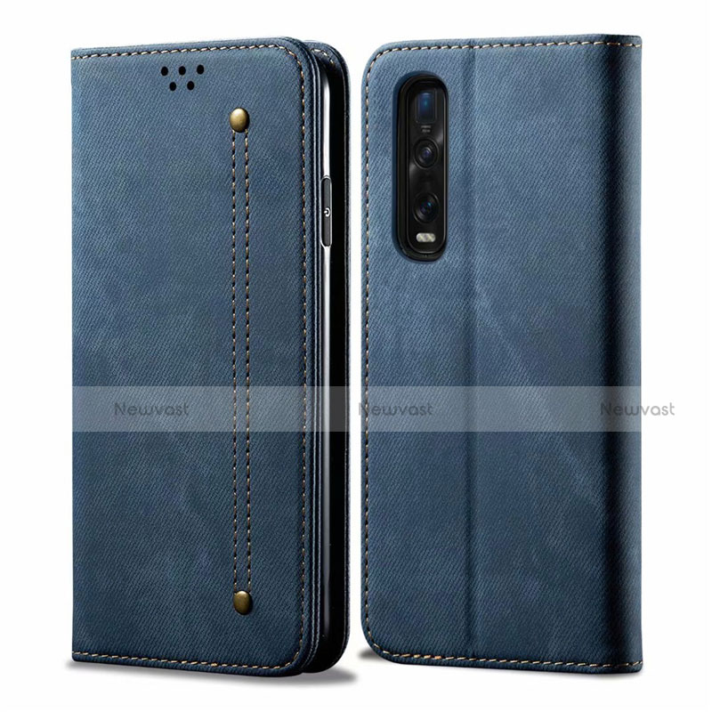 Cloth Case Stands Flip Cover H01 for Oppo Find X2 Pro Blue