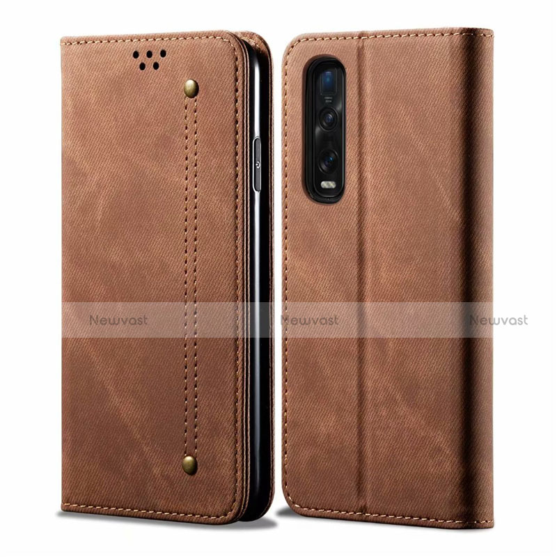 Cloth Case Stands Flip Cover H01 for Oppo Find X2 Pro Brown