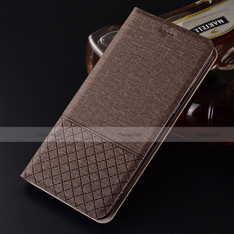 Cloth Case Stands Flip Cover H01 for Oppo K1 Brown