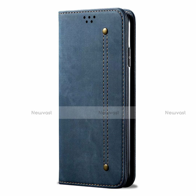 Cloth Case Stands Flip Cover H01 for Oppo Reno3 Pro Blue