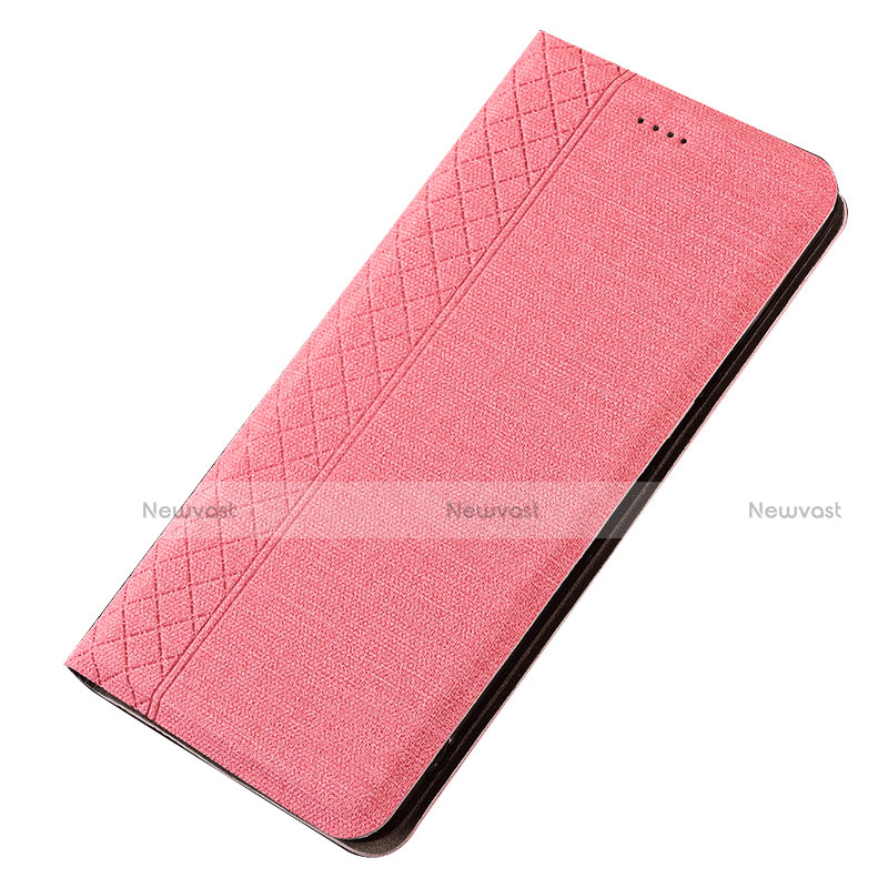 Cloth Case Stands Flip Cover H01 for Samsung Galaxy A70 Pink