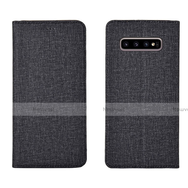 Cloth Case Stands Flip Cover H01 for Samsung Galaxy S10 Plus Black