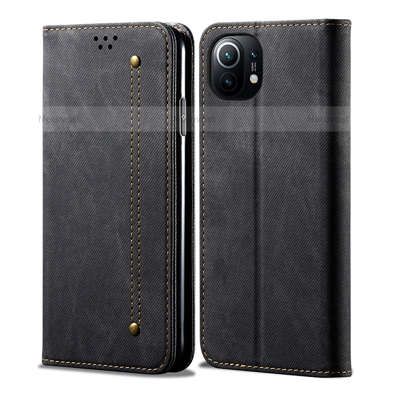 Cloth Case Stands Flip Cover H01 for Xiaomi Mi 11 Lite 5G Black