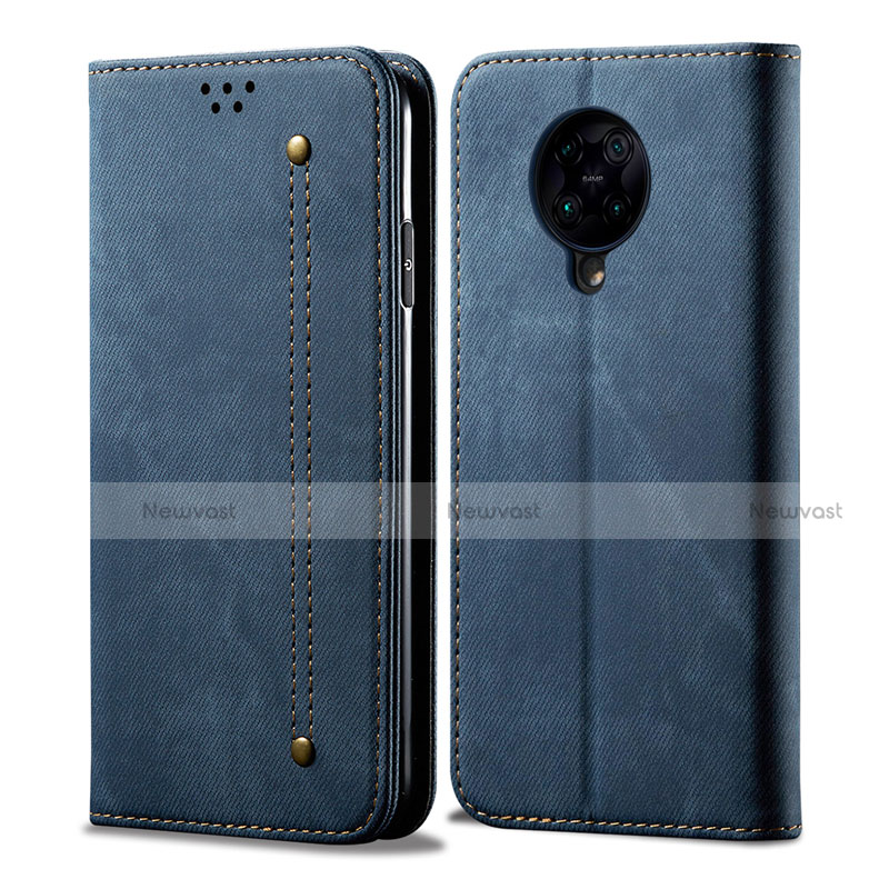 Cloth Case Stands Flip Cover H01 for Xiaomi Poco F2 Pro Blue