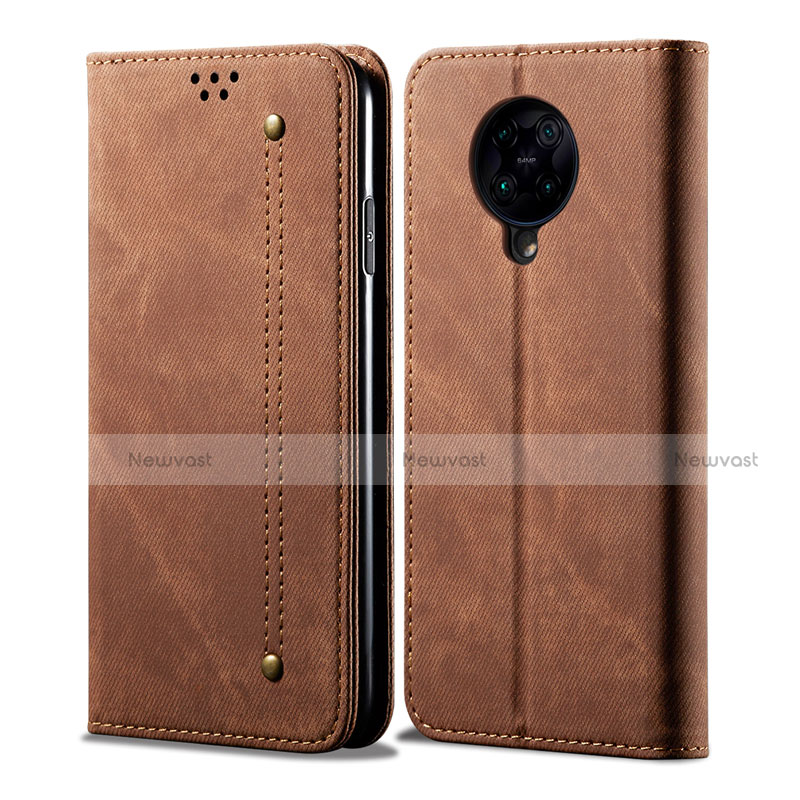 Cloth Case Stands Flip Cover H01 for Xiaomi Poco F2 Pro Brown