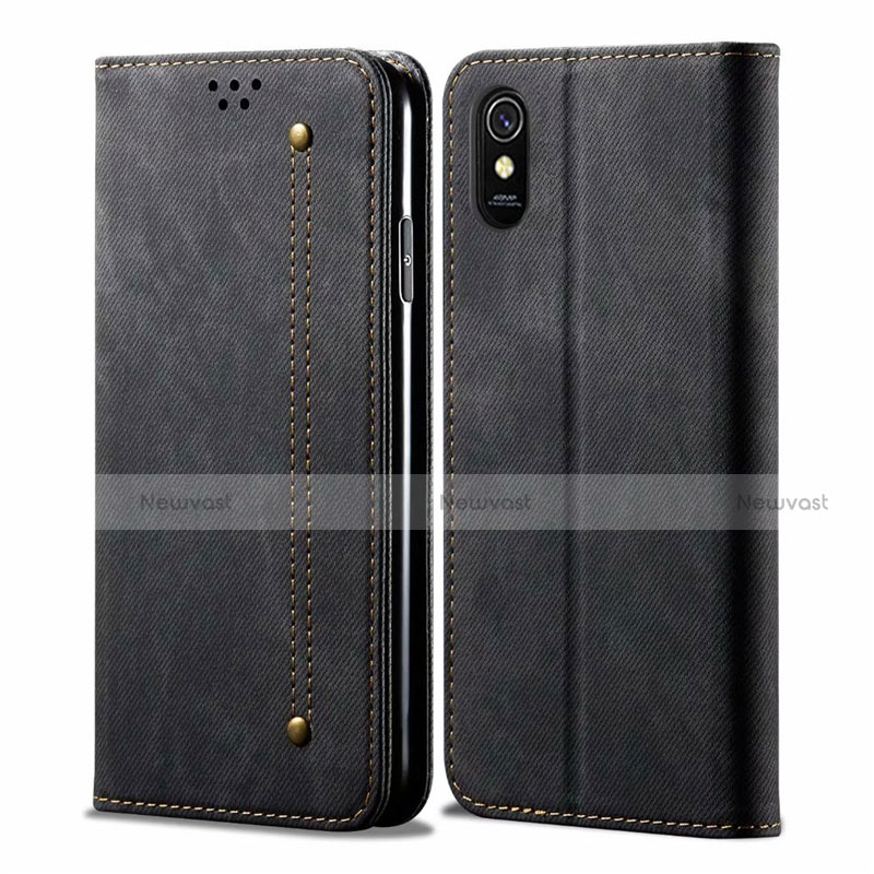 Cloth Case Stands Flip Cover H01 for Xiaomi Redmi 9A Black