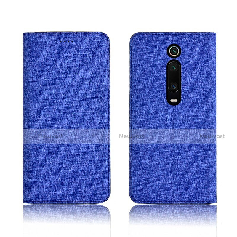 Cloth Case Stands Flip Cover H01 for Xiaomi Redmi K20 Blue