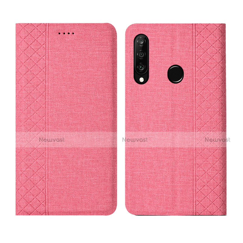 Cloth Case Stands Flip Cover H02 for Huawei P30 Lite Pink