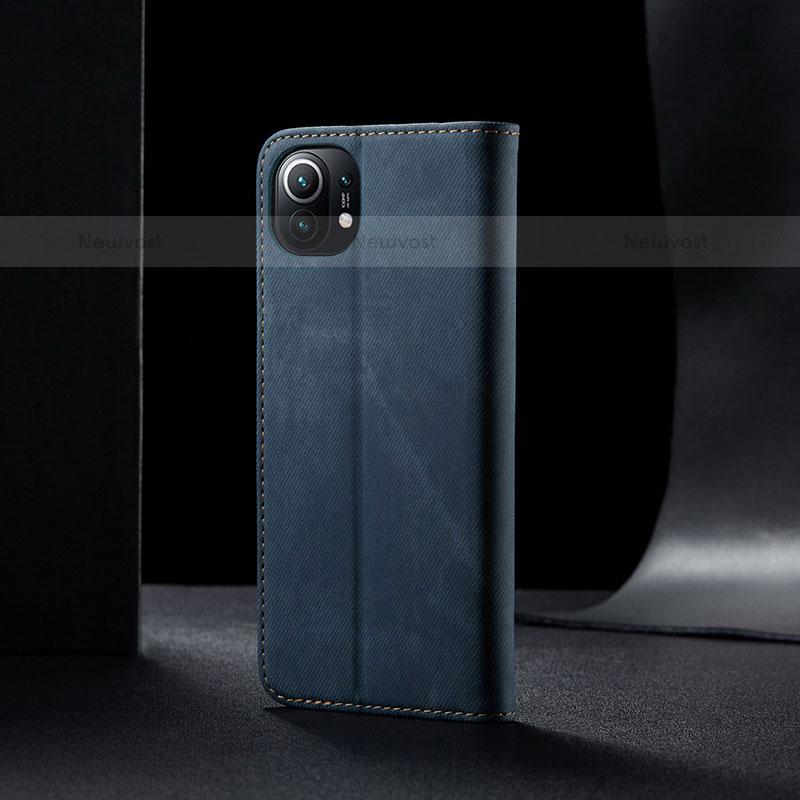 Cloth Case Stands Flip Cover H02 for Xiaomi Mi 11 Lite 4G Blue