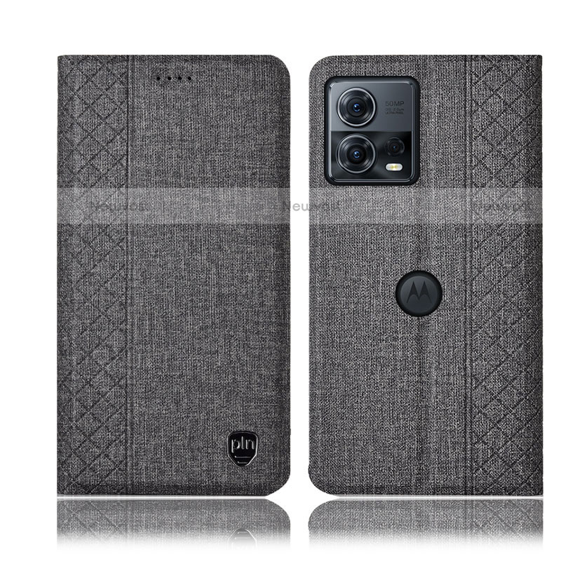 Cloth Case Stands Flip Cover H12P for Motorola Moto Edge 30 Fusion 5G Gray