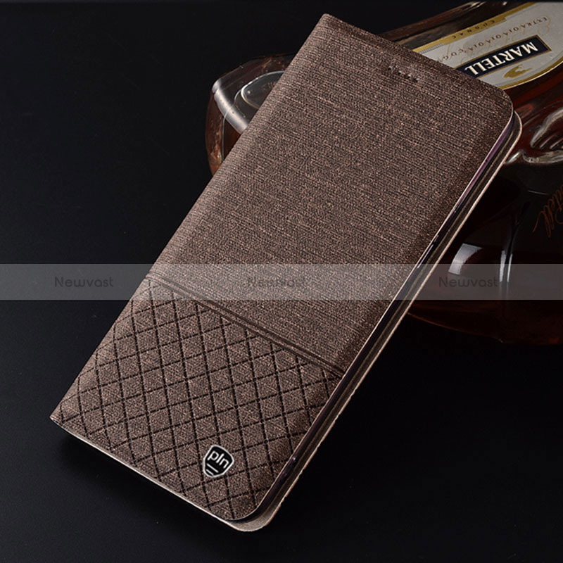 Cloth Case Stands Flip Cover H12P for Motorola Moto Edge 30 Lite 5G Brown