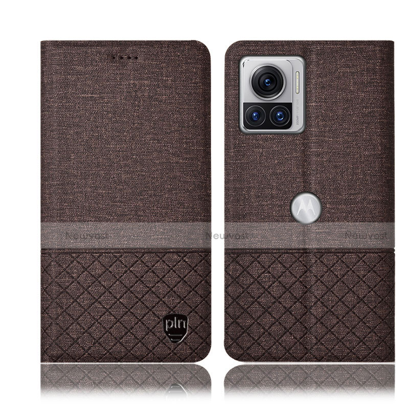 Cloth Case Stands Flip Cover H12P for Motorola Moto Edge 30 Ultra 5G Brown