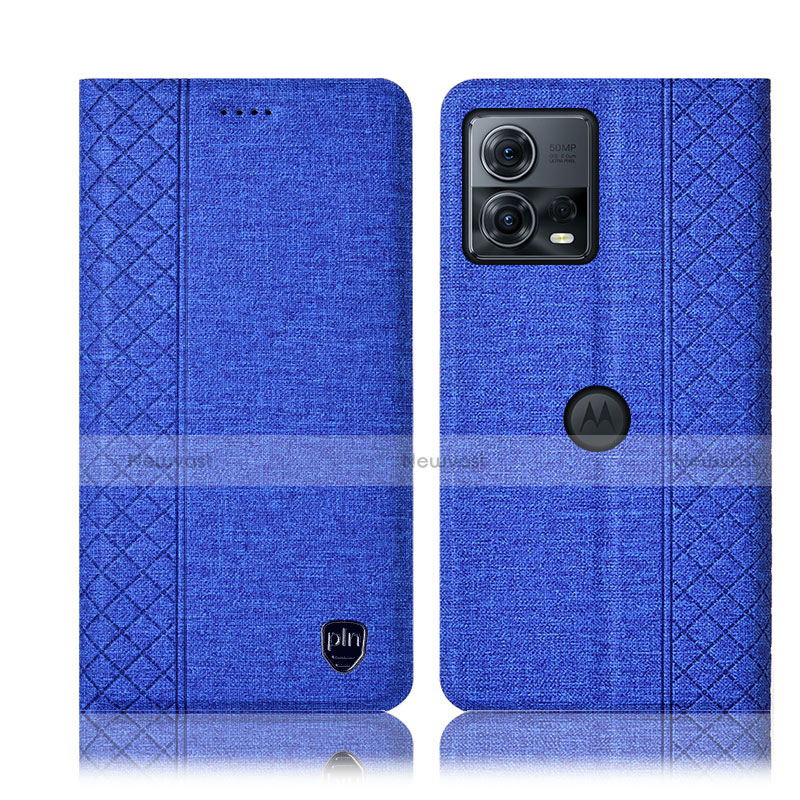 Cloth Case Stands Flip Cover H12P for Motorola Moto Edge S30 Pro 5G Blue