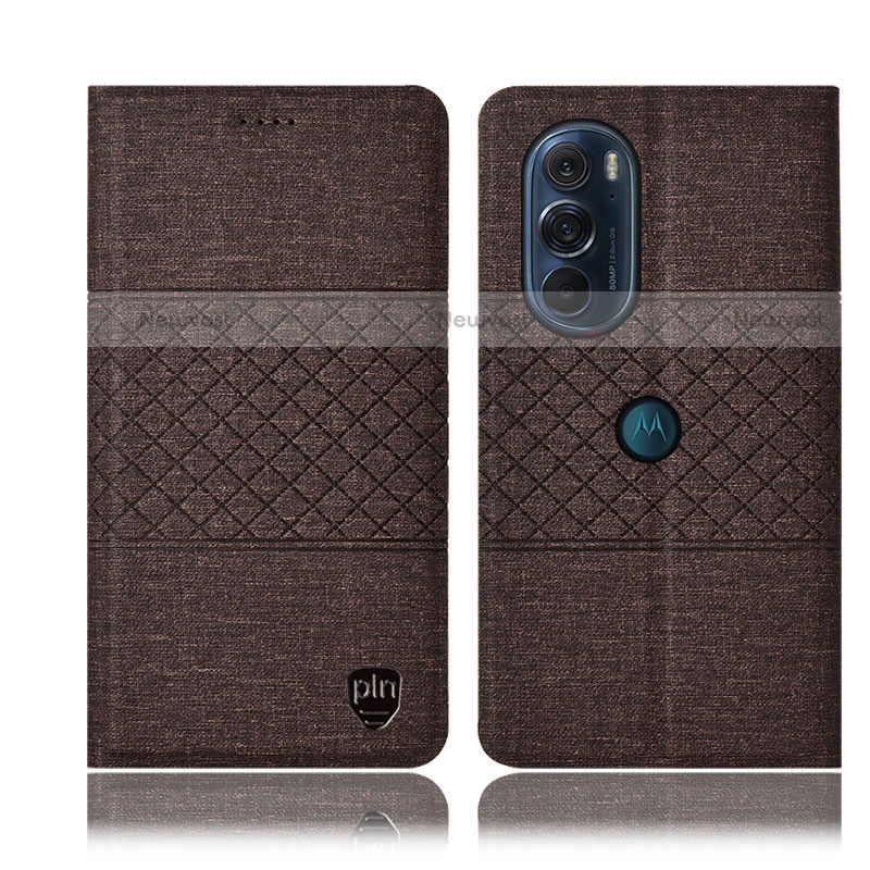 Cloth Case Stands Flip Cover H12P for Motorola Moto Edge X30 5G Brown