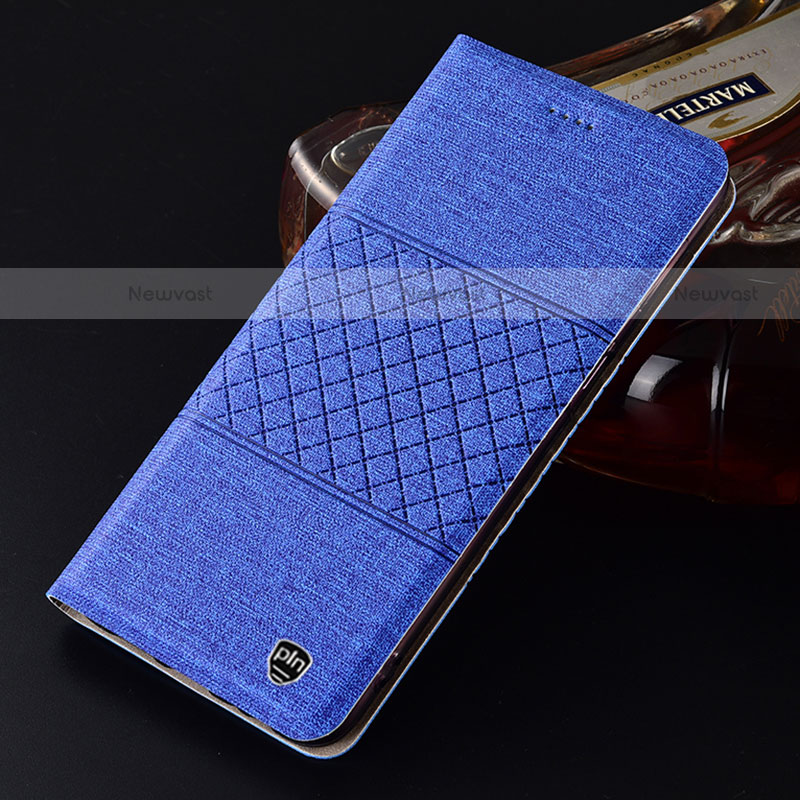 Cloth Case Stands Flip Cover H12P for Motorola Moto G Play (2023) Blue