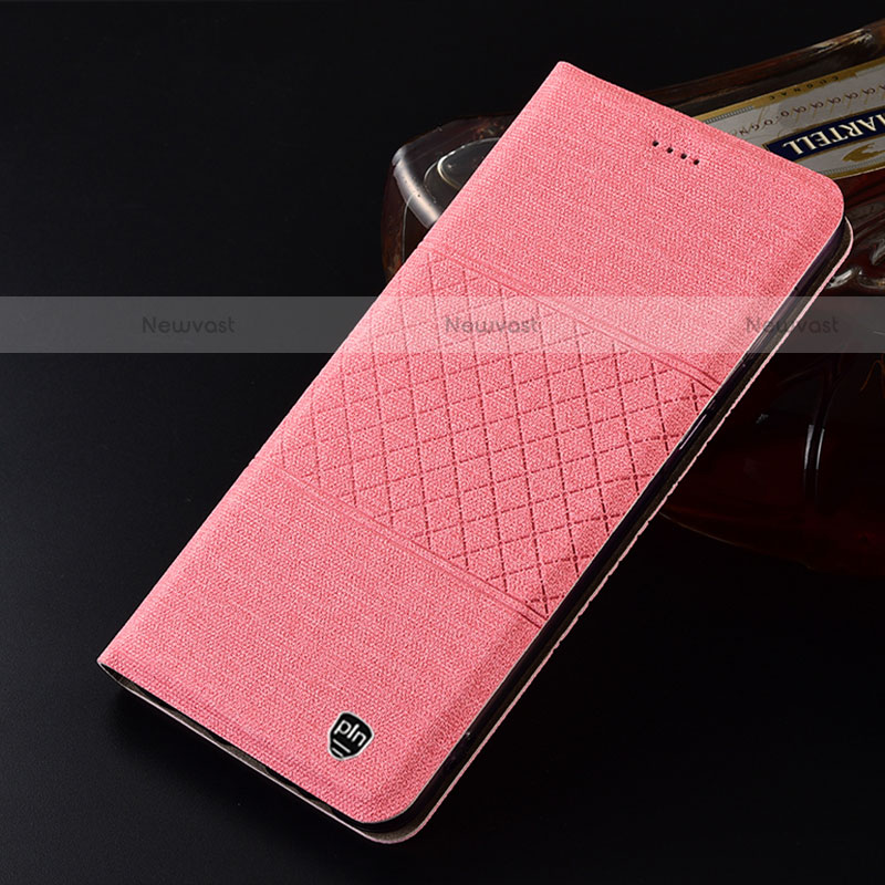 Cloth Case Stands Flip Cover H12P for Motorola Moto G Play (2023) Pink