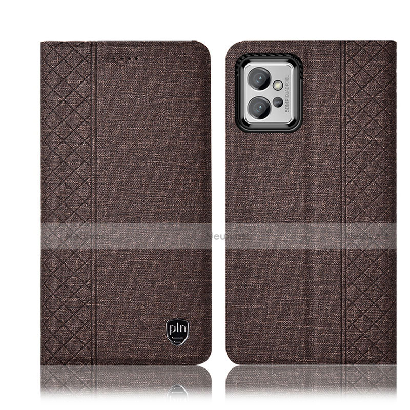 Cloth Case Stands Flip Cover H12P for Motorola Moto G32 Brown