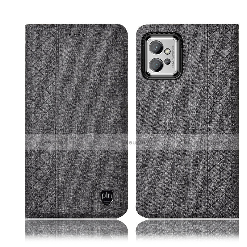 Cloth Case Stands Flip Cover H12P for Motorola Moto G32 Gray