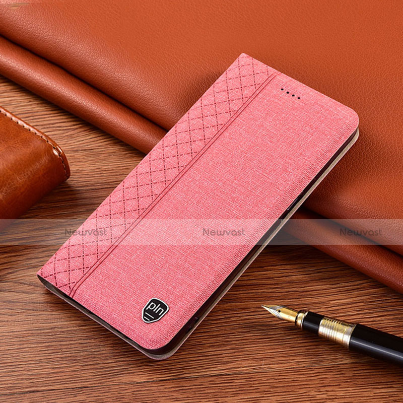 Cloth Case Stands Flip Cover H12P for Motorola Moto G42 Pink