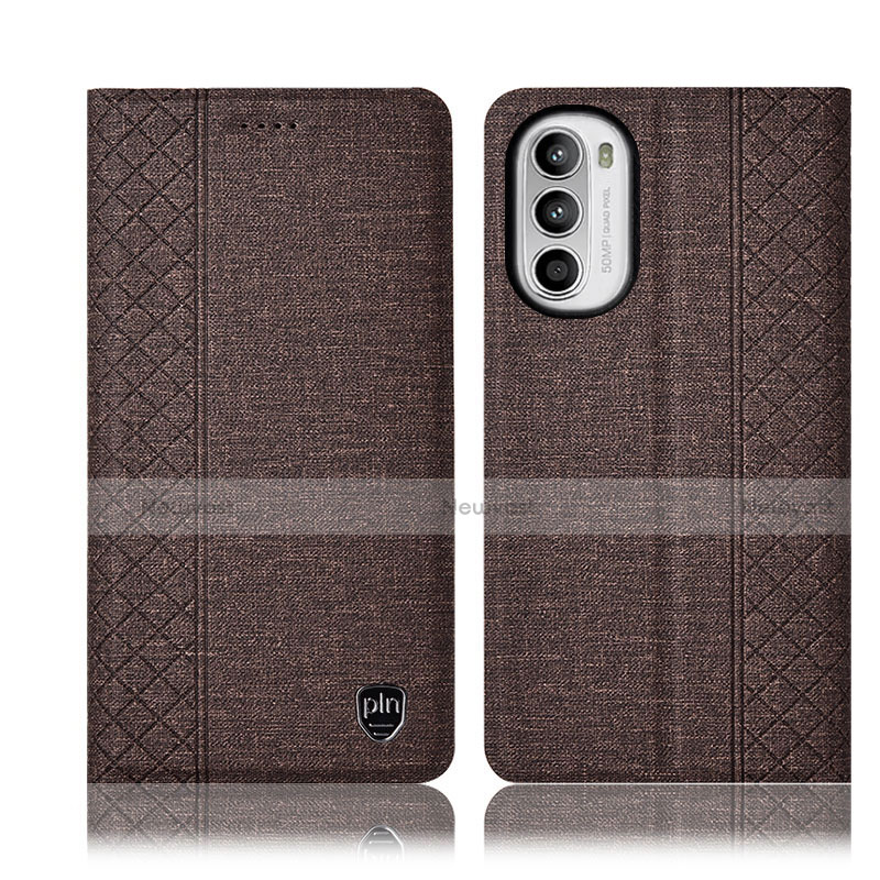 Cloth Case Stands Flip Cover H12P for Motorola Moto G71s 5G Brown