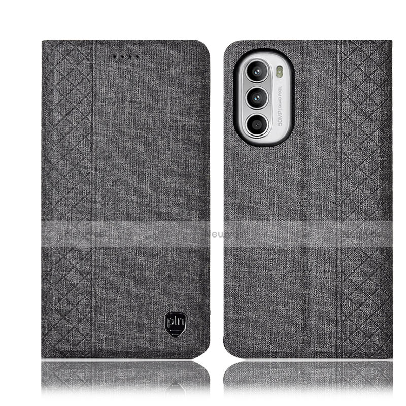 Cloth Case Stands Flip Cover H12P for Motorola Moto G71s 5G Gray