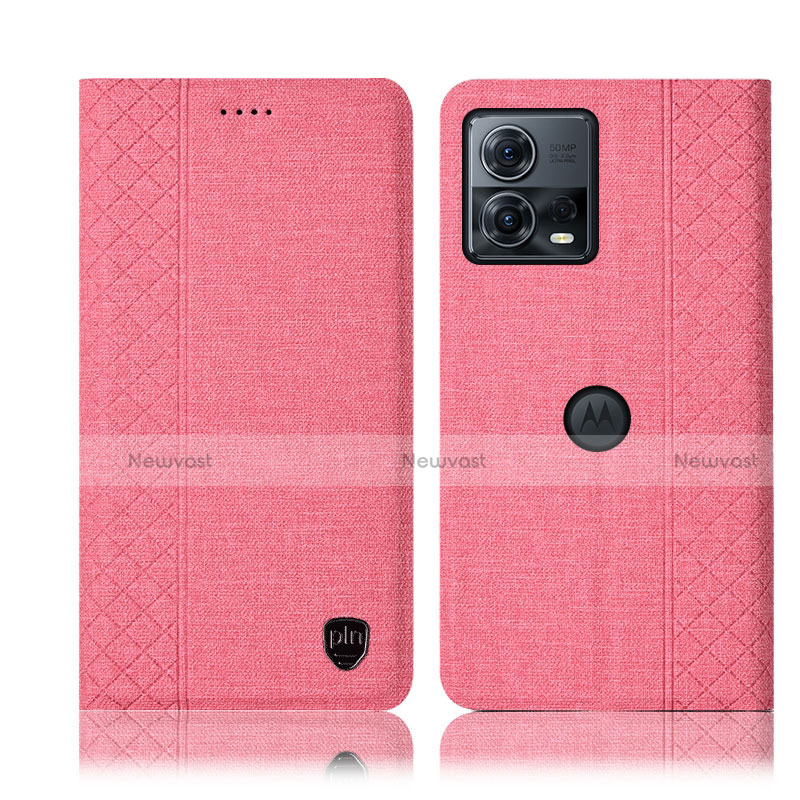 Cloth Case Stands Flip Cover H12P for Motorola Moto S30 Pro 5G Pink
