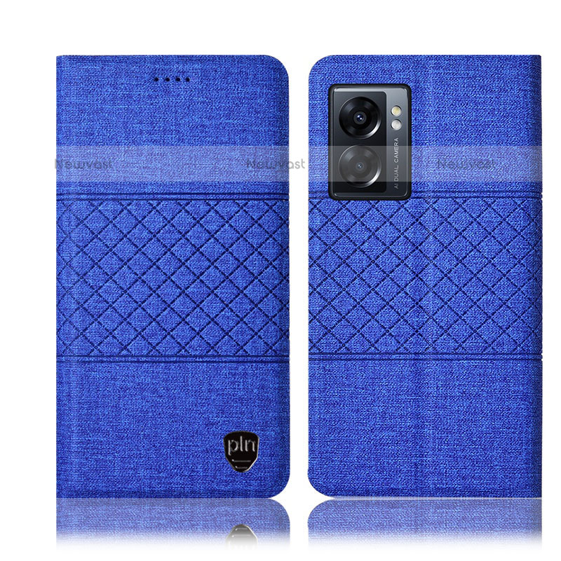 Cloth Case Stands Flip Cover H12P for OnePlus Nord N300 5G Blue