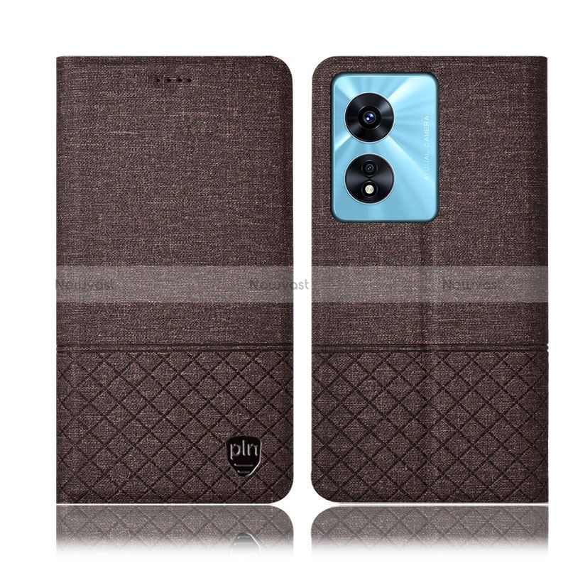 Cloth Case Stands Flip Cover H12P for Oppo A1 5G Brown