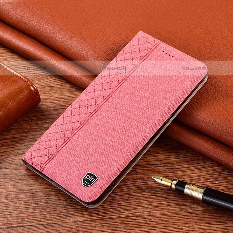 Cloth Case Stands Flip Cover H12P for Oppo A54 4G Pink