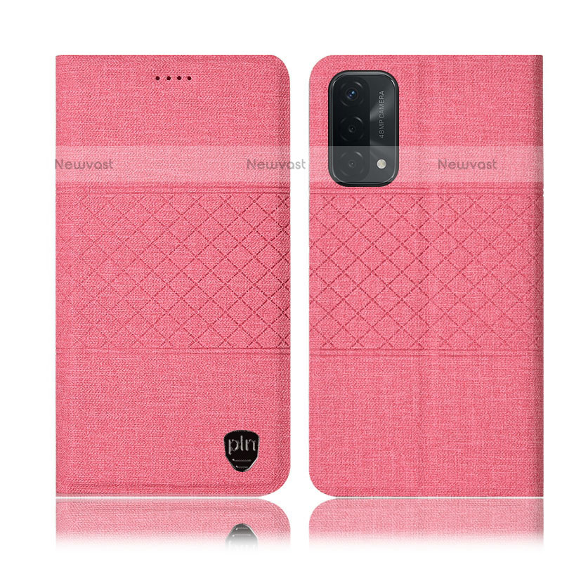 Cloth Case Stands Flip Cover H12P for Oppo A93 5G Pink