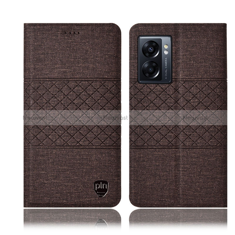 Cloth Case Stands Flip Cover H12P for Oppo K10 5G India Brown