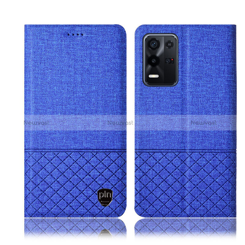 Cloth Case Stands Flip Cover H12P for Oppo K9X 5G Blue