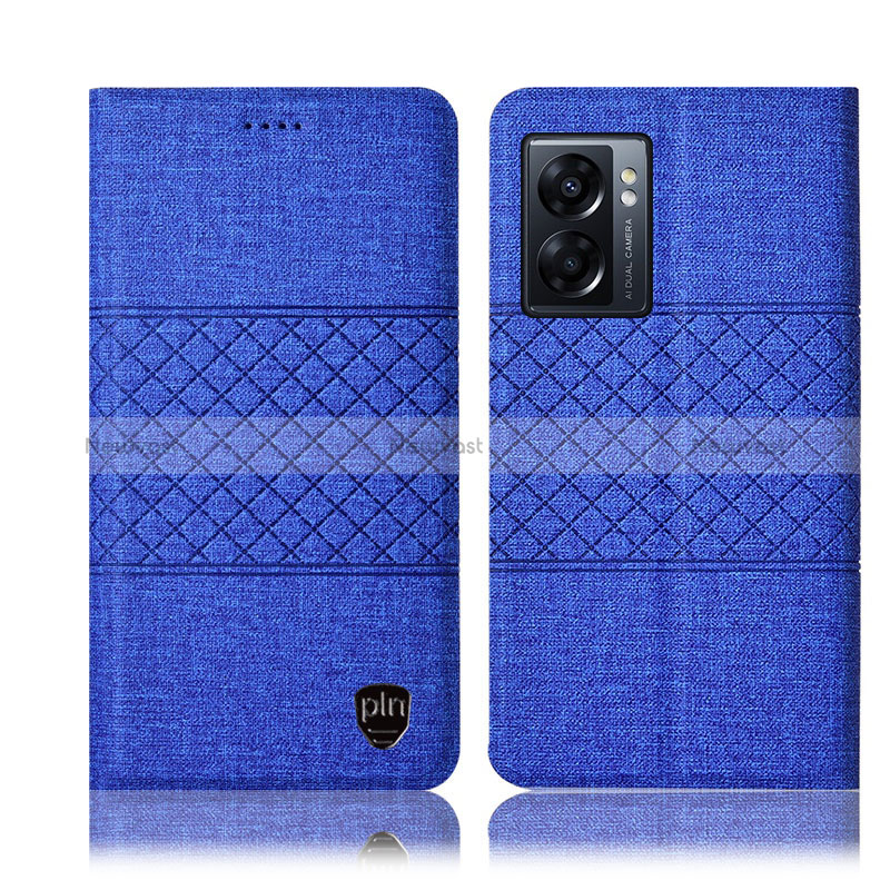 Cloth Case Stands Flip Cover H12P for Realme V23i 5G Blue