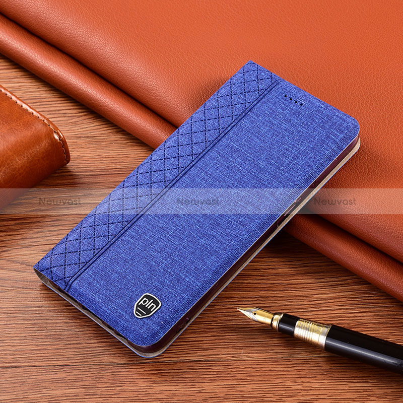 Cloth Case Stands Flip Cover H12P for Samsung Galaxy A04s Blue